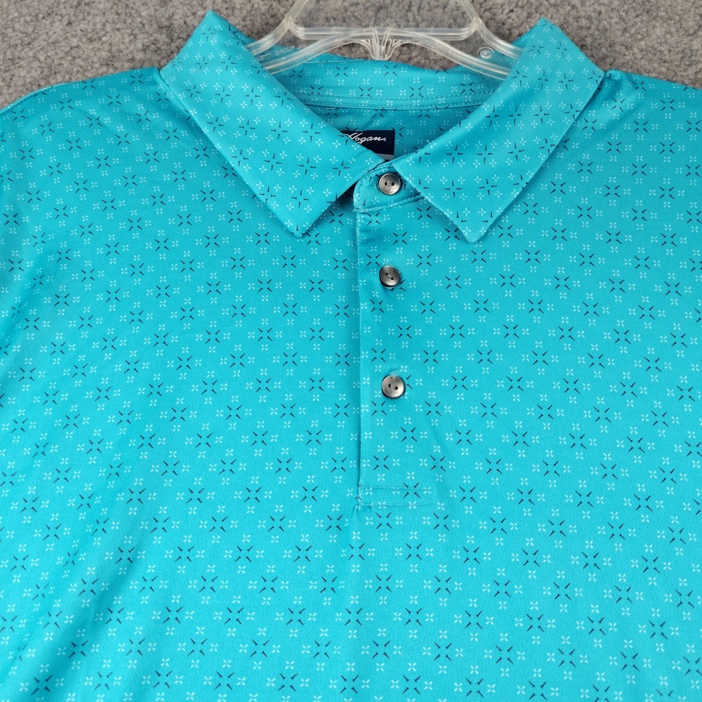 Ben Hogan Polo Mens 3XL Performance Teal Blue Geometric Golf EUC